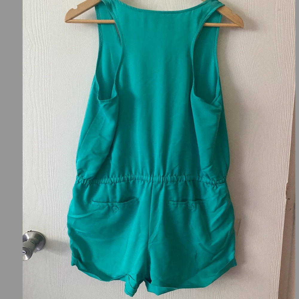 Loft Raceback Half Button Down Shorts Romper With… - image 6